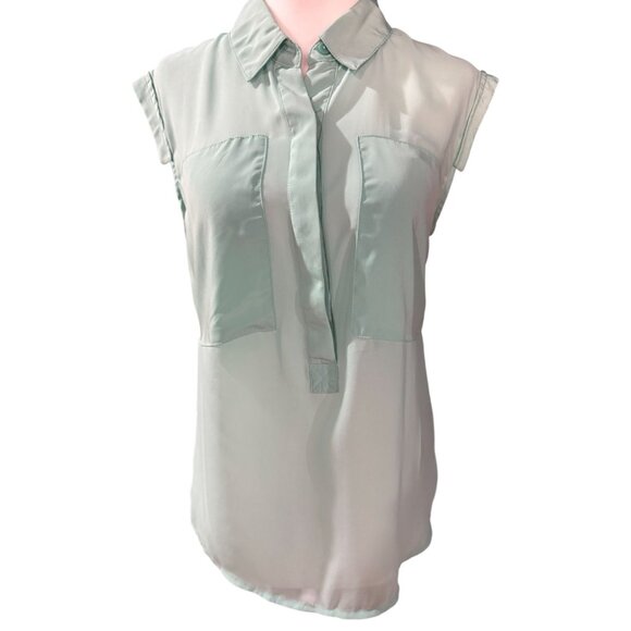 NEW Princess Vera Wang Womens S Green Sheer Top Elegant Chic Blouse Sleeveless - Picture 2 of 11